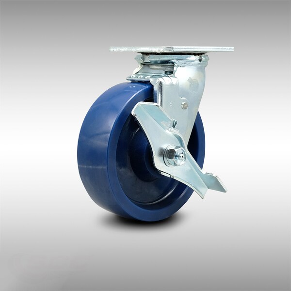 6 Inch Stainless Steel Solid Poly Swivel Caster with Ball Bearing and Brake SCC